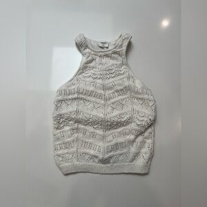 EUC abercrombie and fitch cotton crochet crop top with shelf bra white XXS